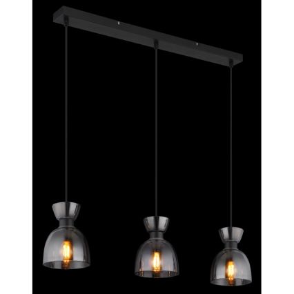 Globo - Luster na sajli 3xE14/40W/230V crna/dimna