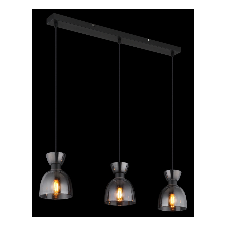 Globo - Luster na sajli 3xE14/40W/230V crna/dimna