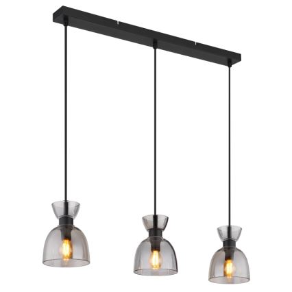 Globo - Luster na sajli 3xE14/40W/230V crna/dimna
