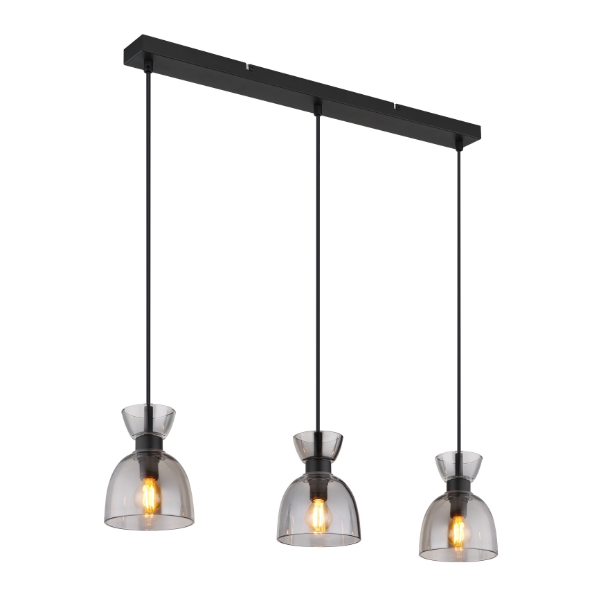 Globo - Luster na sajli 3xE14/40W/230V crna/dimna