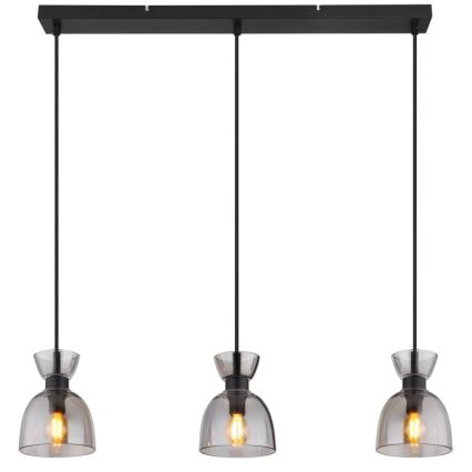 Globo - Luster na sajli 3xE14/40W/230V crna/dimna