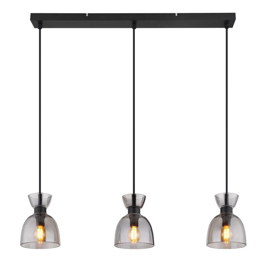 Globo - Luster na sajli 3xE14/40W/230V crna/dimna