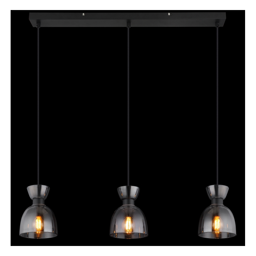 Globo - Luster na sajli 3xE14/40W/230V crna/dimna