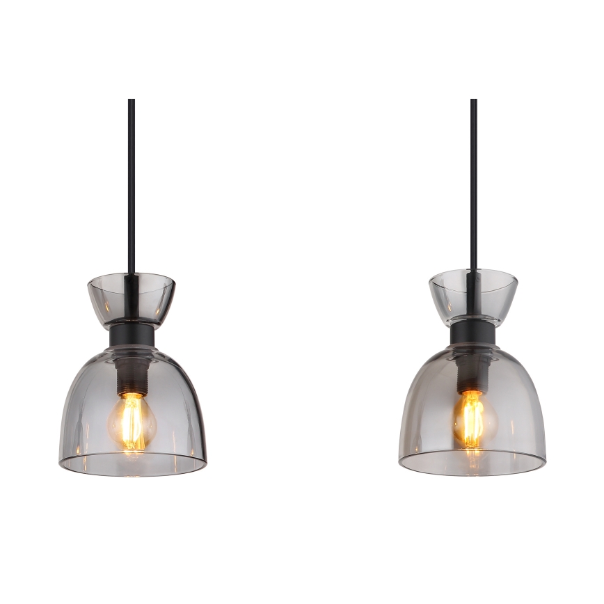 Globo - Luster na sajli 3xE14/40W/230V crna/dimna