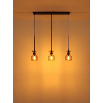 Globo - Luster na sajli 3xE14/40W/230V crna/dimna