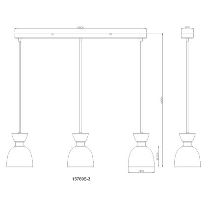 Globo - Luster na sajli 3xE14/40W/230V crna/dimna