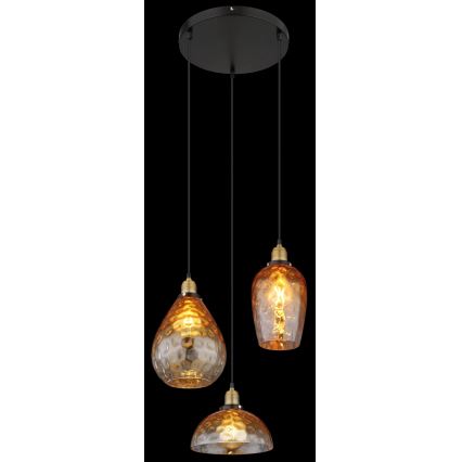 Globo - Luster na sajli 3xE27/60W/230V pr. 46 cm narančasta
