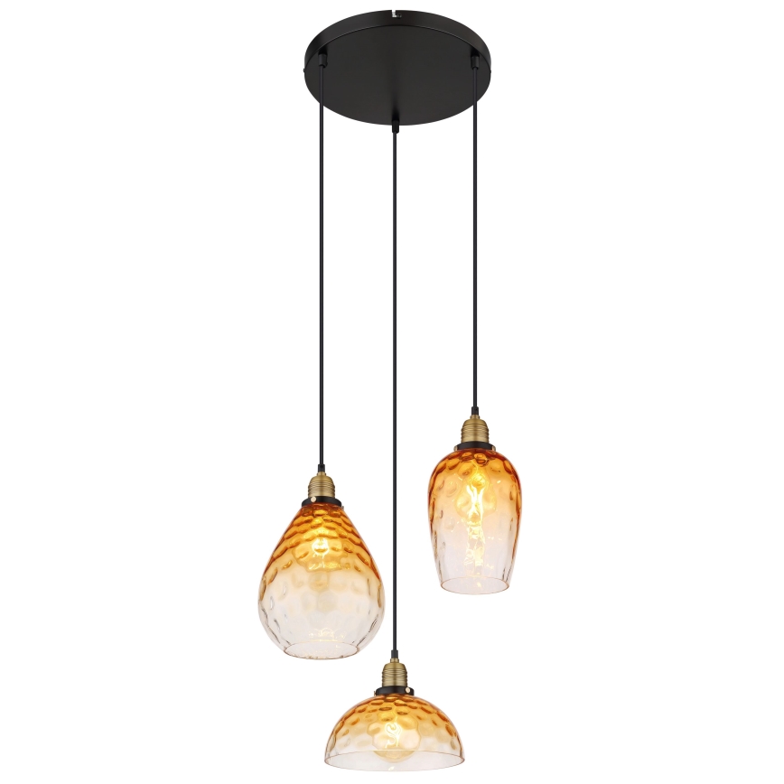 Globo - Luster na sajli 3xE27/60W/230V pr. 46 cm narančasta