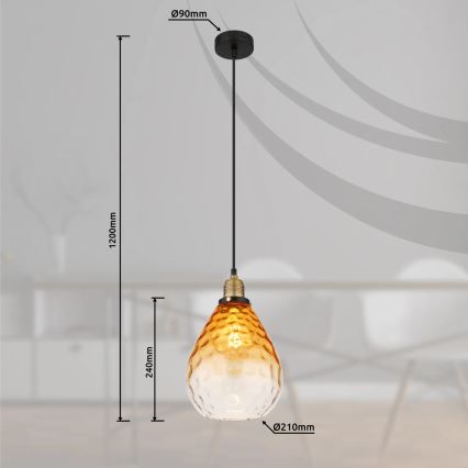 Globo - Luster na sajli 1xE27/60W/230V pr. 21 cm narančasta