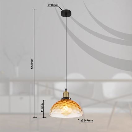 Globo - Luster na sajli 1xE27/60W/230V pr. 25 cm narančasta