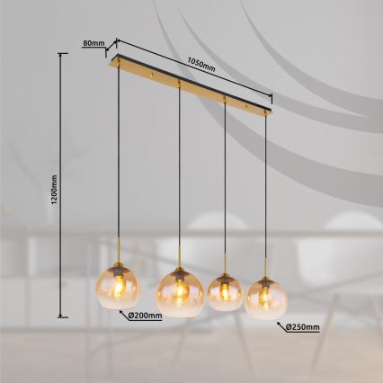 Globo - Luster na sajli 4xE27/60W/230V mesing