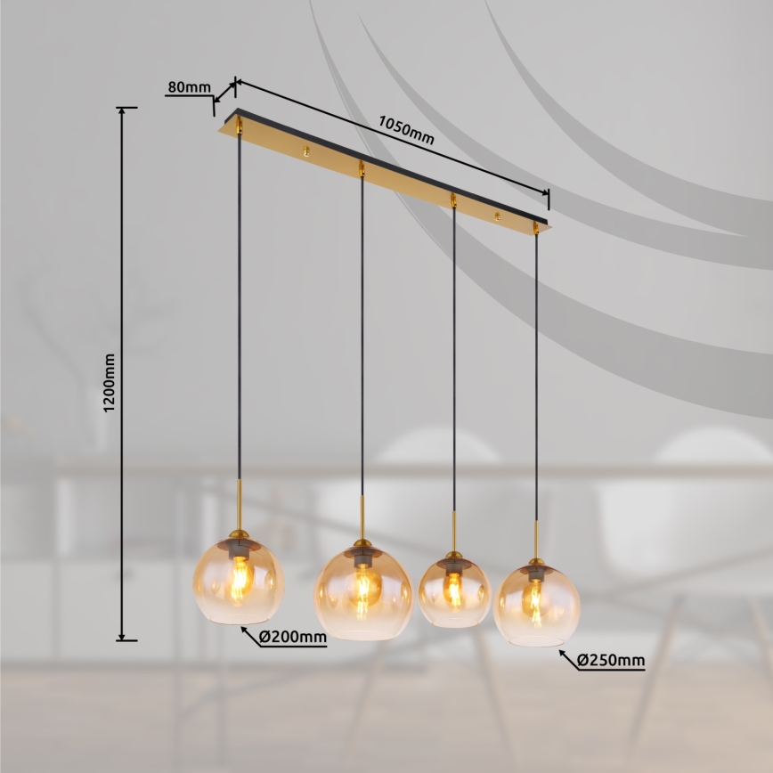 Globo - Luster na sajli 4xE27/60W/230V mesing