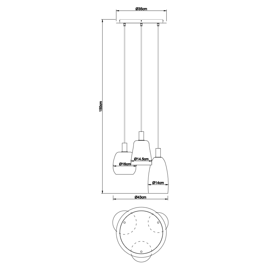 Globo - Luster na sajli 3xE14/40W/230V pr. 43 cm mesing