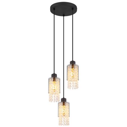 Globo - Luster na sajli 3xE27/40W/230V pr. 25 cm crna