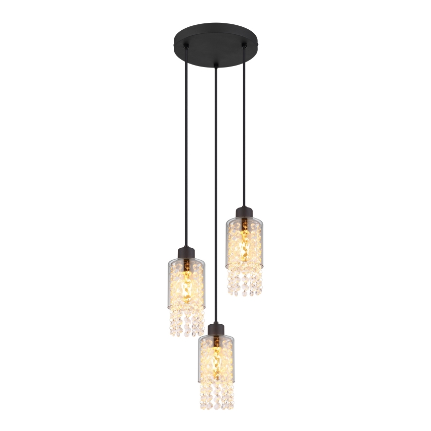 Globo - Luster na sajli 3xE27/40W/230V pr. 25 cm crna