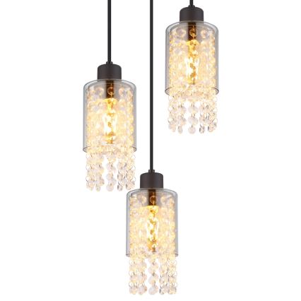 Globo - Luster na sajli 3xE27/40W/230V pr. 25 cm crna