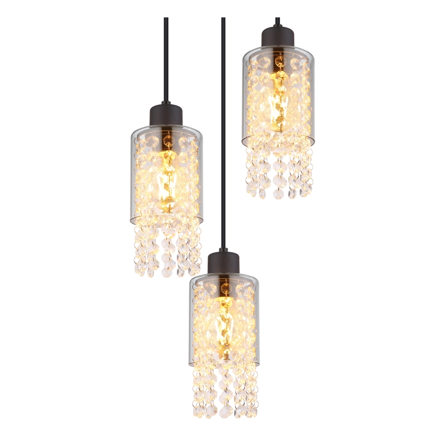 Globo - Luster na sajli 3xE27/40W/230V pr. 25 cm crna
