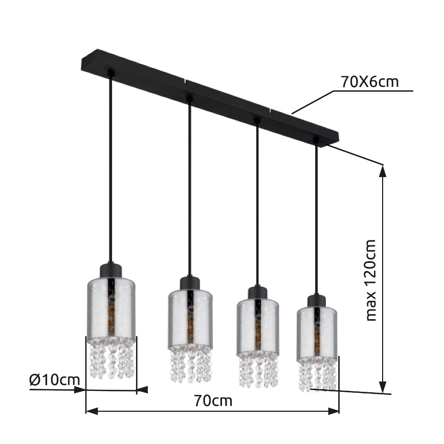Globo - Luster na sajli 4xE27/40W/230V crna