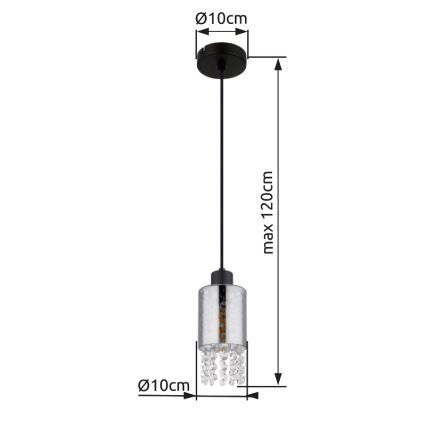 Globo - Luster na sajli 1xE27/40W/230V pr. 10 cm crna