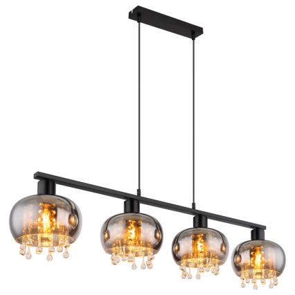 Globo - Luster na sajli 4xE27/9W/230V crna
