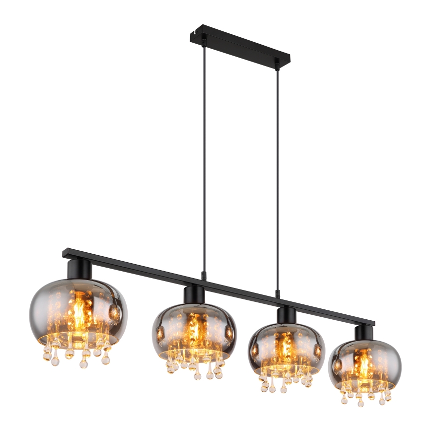 Globo - Luster na sajli 4xE27/9W/230V crna