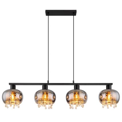 Globo - Luster na sajli 4xE27/9W/230V crna