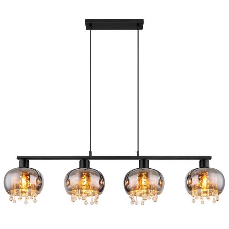 Globo - Luster na sajli 4xE27/9W/230V crna