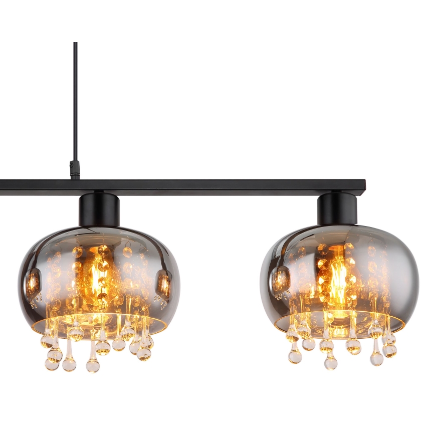 Globo - Luster na sajli 4xE27/9W/230V crna
