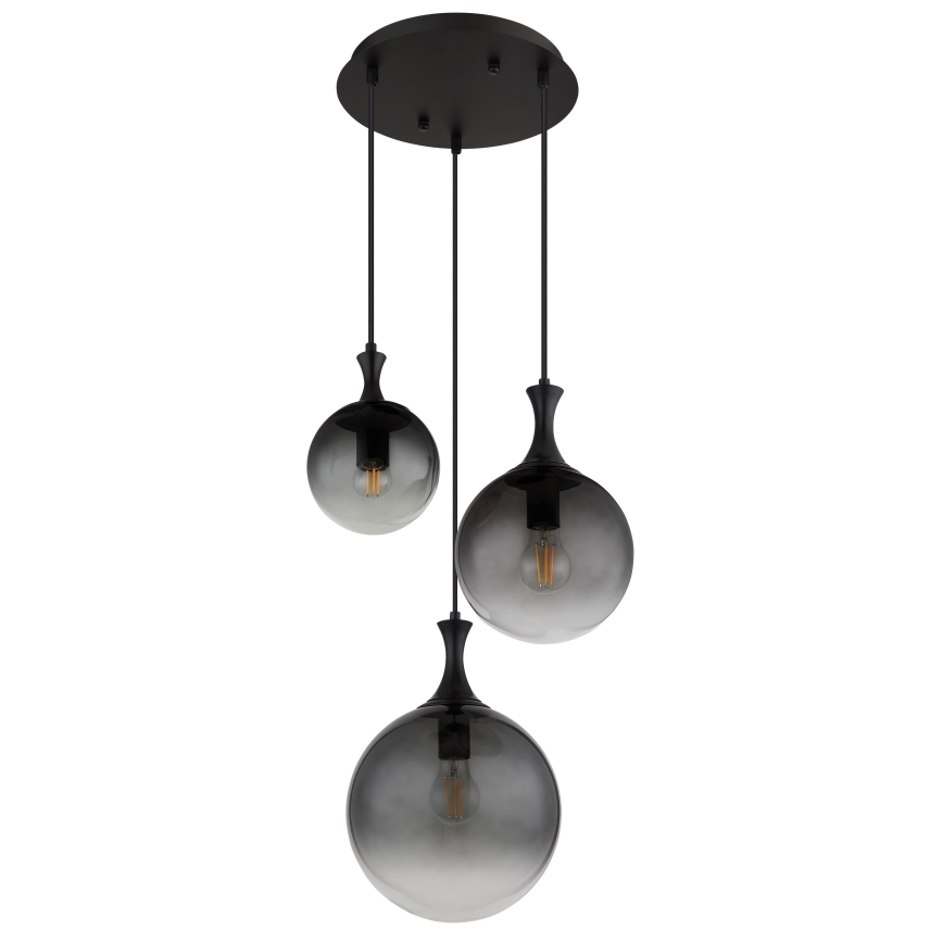 Globo - Luster na sajli 3xE27/10W/230V pr. 48 cm crna