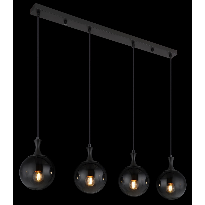 Globo - Luster na sajli 4xE27/10W/230V crna