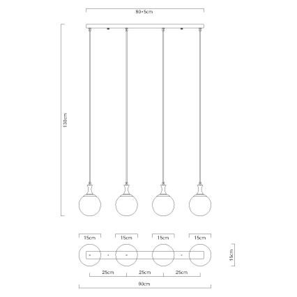 Globo - Luster na sajli 4xE27/10W/230V crna