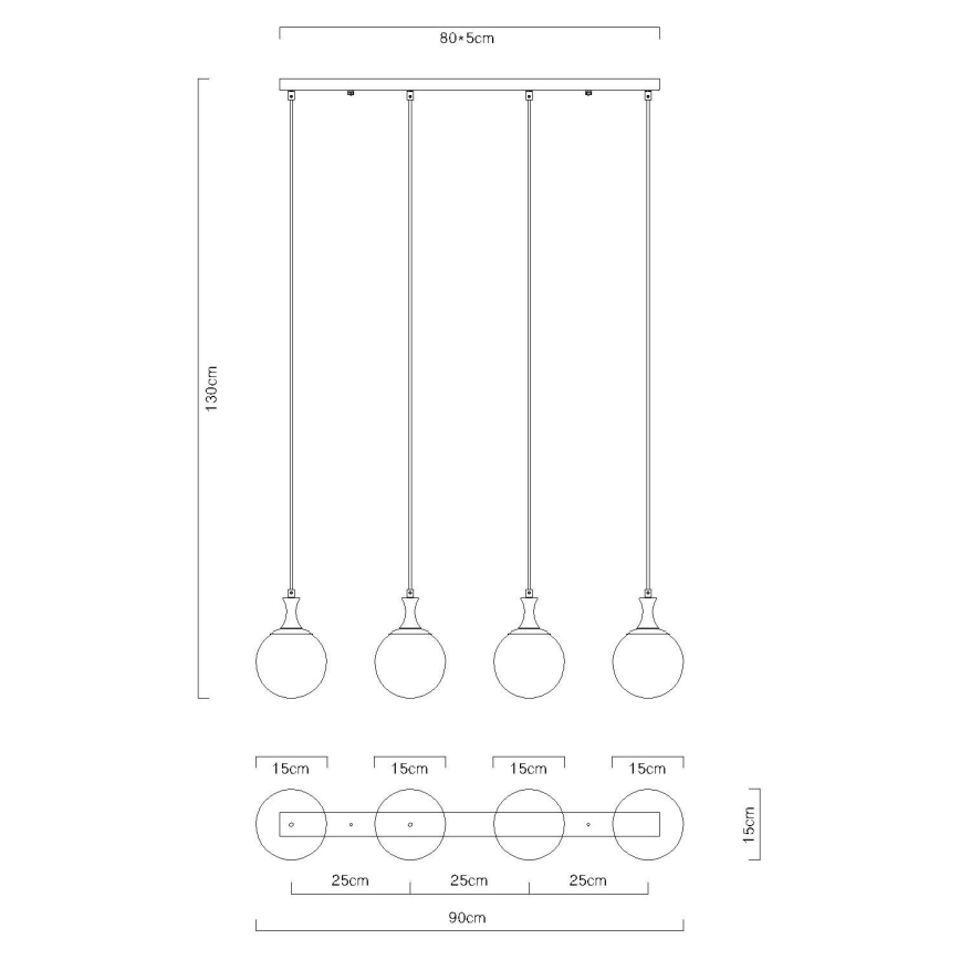 Globo - Luster na sajli 4xE27/10W/230V crna