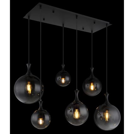 Globo - Luster na sajli 6xE27/10W/230V crna