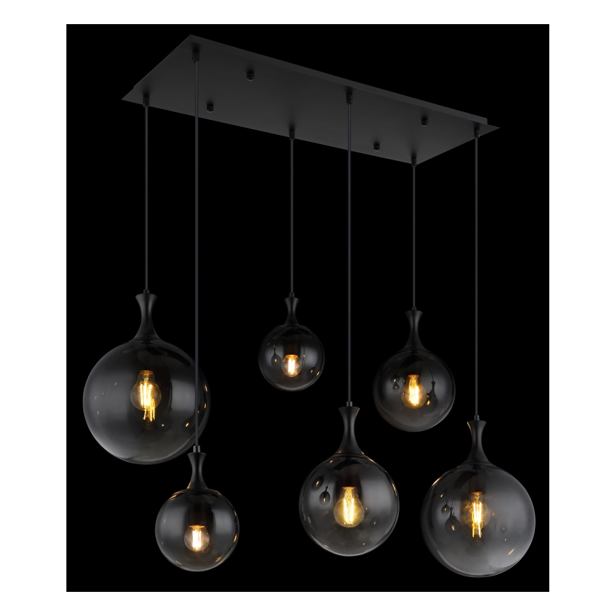 Globo - Luster na sajli 6xE27/10W/230V crna