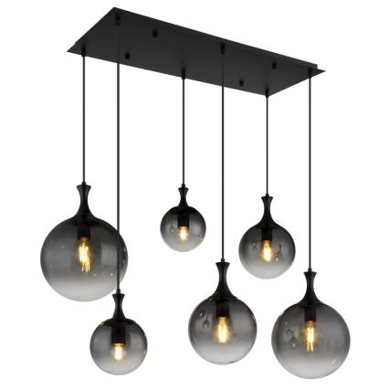 Globo - Luster na sajli 6xE27/10W/230V crna