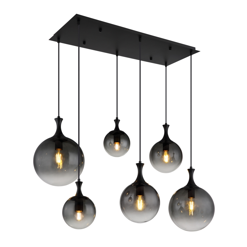 Globo - Luster na sajli 6xE27/10W/230V crna