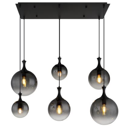 Globo - Luster na sajli 6xE27/10W/230V crna