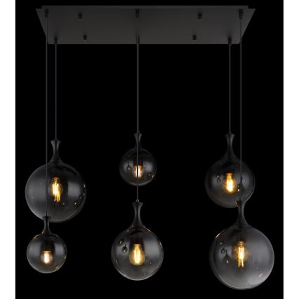 Globo - Luster na sajli 6xE27/10W/230V crna