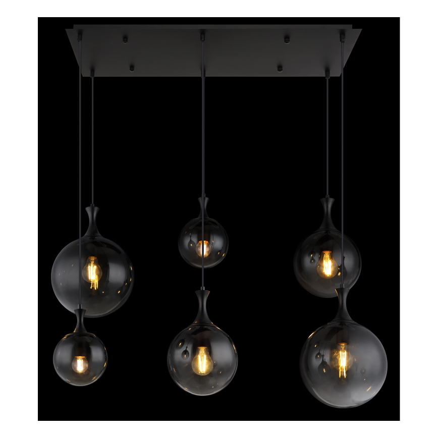 Globo - Luster na sajli 6xE27/10W/230V crna