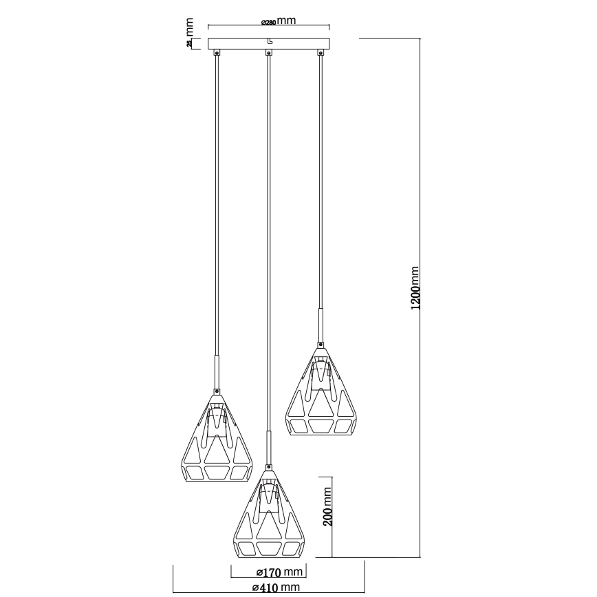 Globo - Luster na sajli 3xE27/40W/230V
