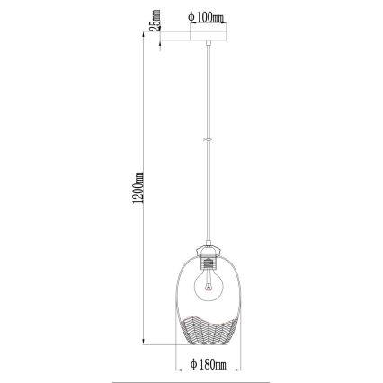 Globo - Luster na sajli 1xE27/60W/230V Ø 22 cm zlatna