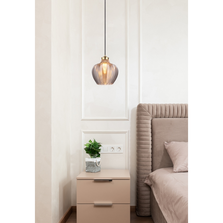 Globo - Luster na sajli 1xE27/60W/230V Ø 22 cm zadimljeno