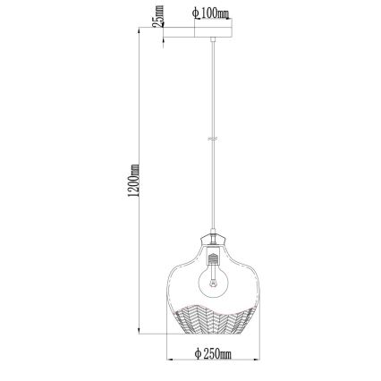 Globo - Luster na sajli 1xE27/60W/230V Ø 22 cm zadimljeno