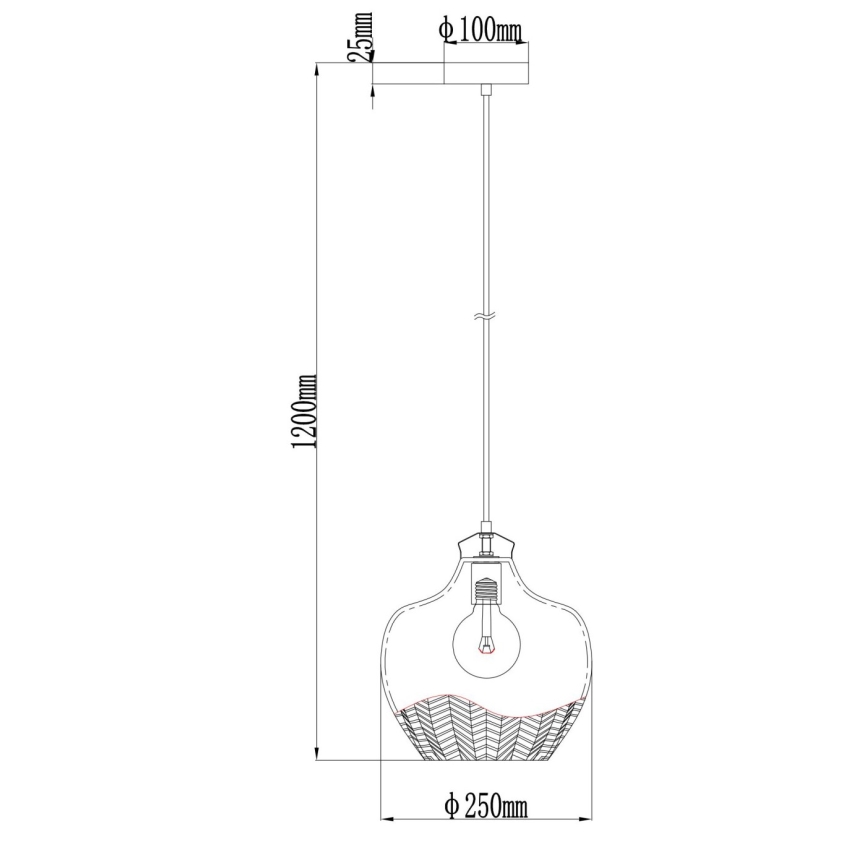 Globo - Luster na sajli 1xE27/60W/230V Ø 22 cm zadimljeno