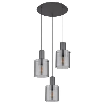 Globo - Luster na sajli 3xE27/40W/230V pr. 48 cm siva
