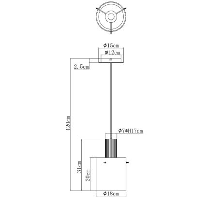 Globo - Luster na sajli 1xE27/40W/230V pr. 18 cm smeđa