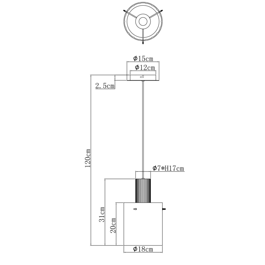 Globo - Luster na sajli 1xE27/40W/230V pr. 18 cm smeđa