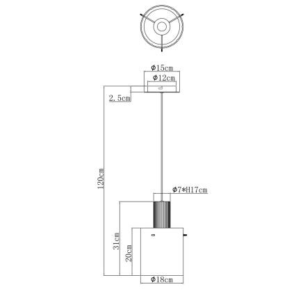 Globo - Luster na sajli 1xE27/40W/230V pr. 18 cm bijela