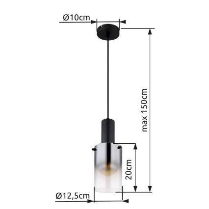 Globo - Luster na sajli 1xE27/40W/230V pr. 12,5 cm crna