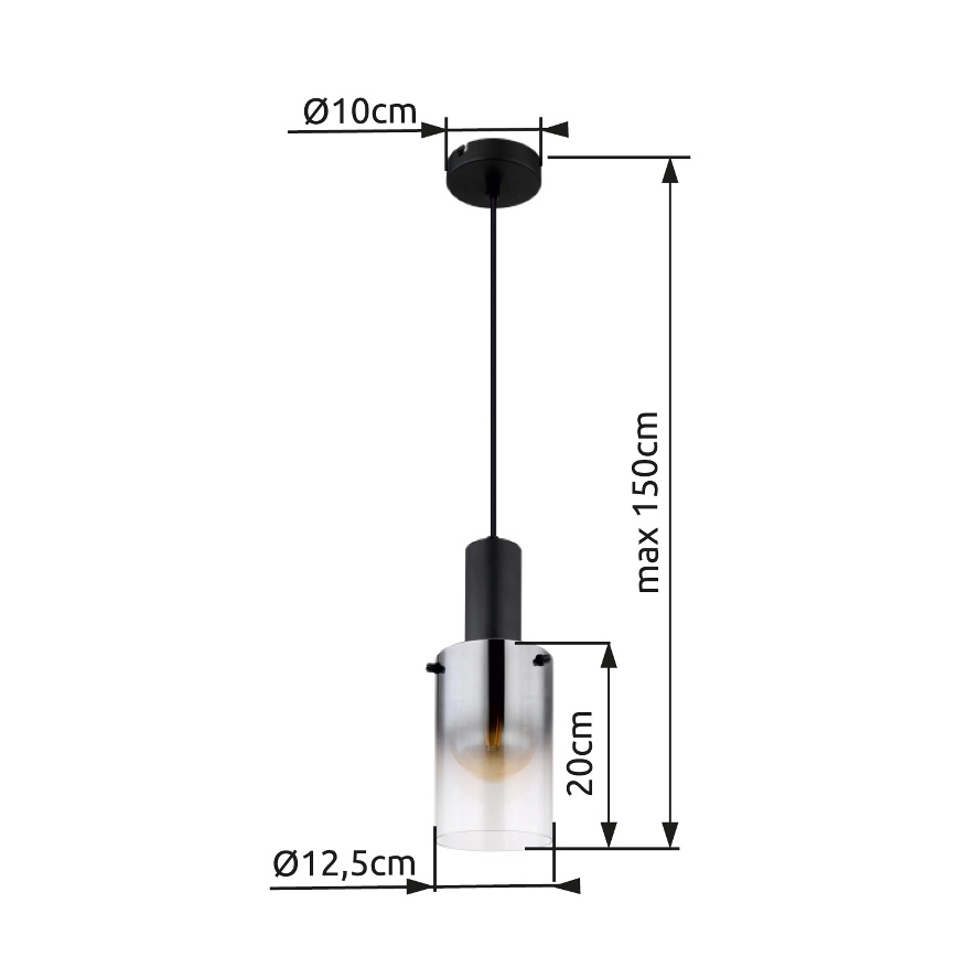 Globo - Luster na sajli 1xE27/40W/230V pr. 12,5 cm crna